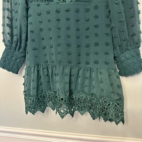 Lulus Love Or Lust Embroidered Lace Long Sleeve Emerald Green Size Small - Picture 6 of 13